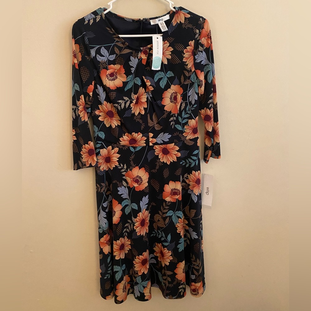 NWT Wisp Kellen Knit navy blue floral dress Size 6 stitch fix